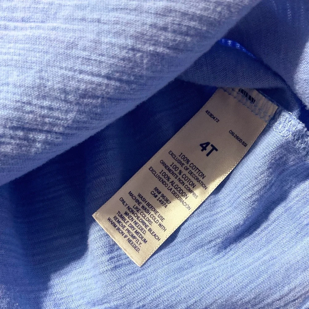 Oshkosh Toddler Girls 4t Flutter Sleeves Light Blue Shirt Top NEW